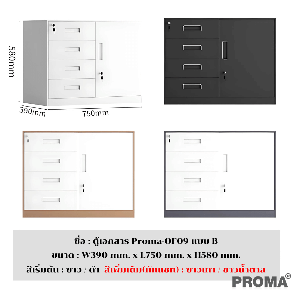 [PRE-ORDER] ตู้เก็บเอกสารสำนักงาน อเนกประสงค์ PROMA-OF09-B สีขาว_3